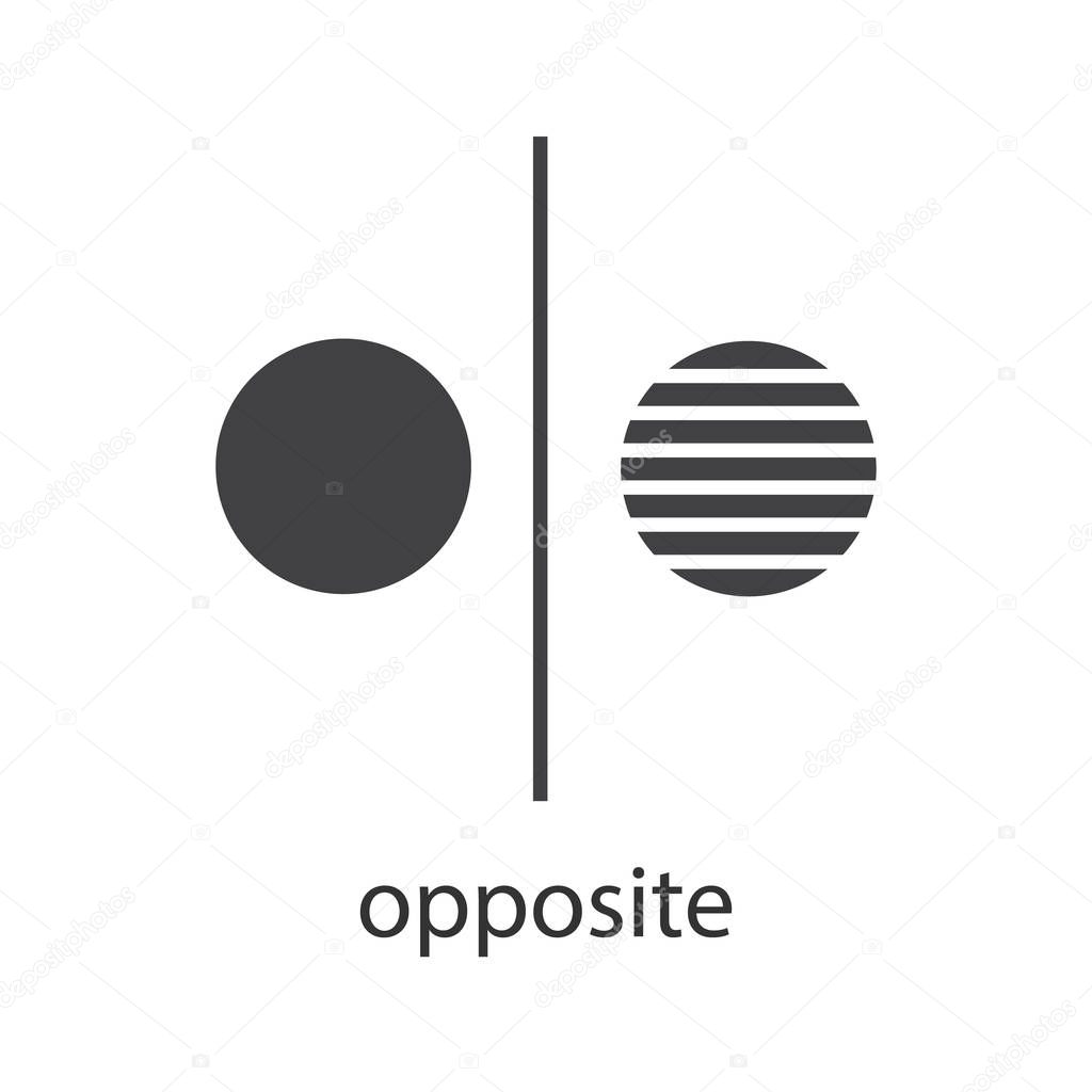 Opposite symbol glyph icon. Separation silhouette symbol. Opponents abstract metaphor. Division. Negative space. Vector isolated illustration