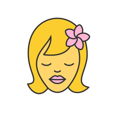 Plumeria çiçek renk simgesi ile kız