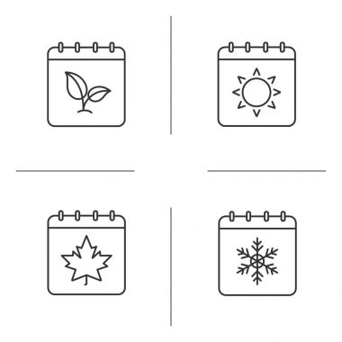 Doğrusal Icons set mevsim takvimi