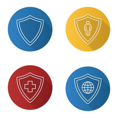 Koruma Kalkanı düz Icons set