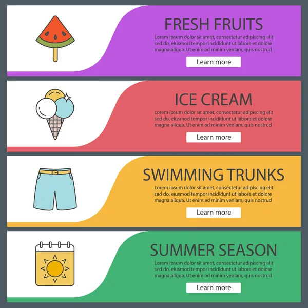 Plantillas de banner web de verano conjunto — Archivo Imágenes Vectoriales