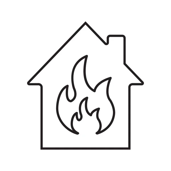 Линейная икона горящего дома — стоковый вектор