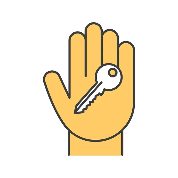 Hand mit Schlüsselfarbsymbol — Stockvektor