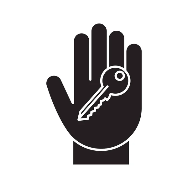 Main avec icône de glyphe clé — Image vectorielle