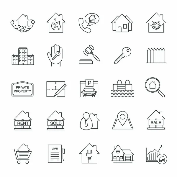 Emlak piyasası Icons set — Stok Vektör