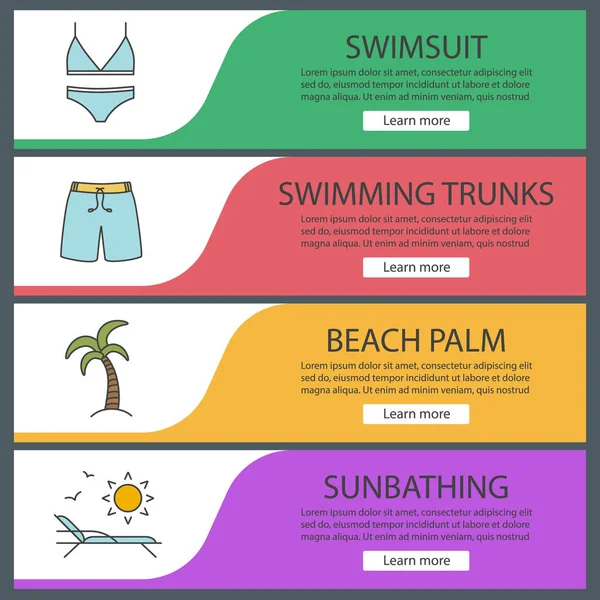 Conjunto de banner web vacaciones de verano — Vector de stock