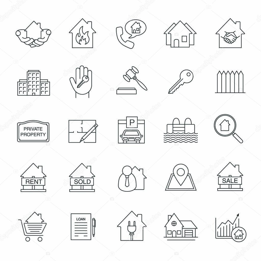 Real estate market icons set