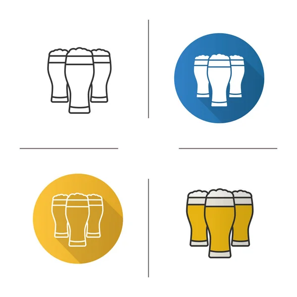 Three light beer glasses icon — Stock Vector