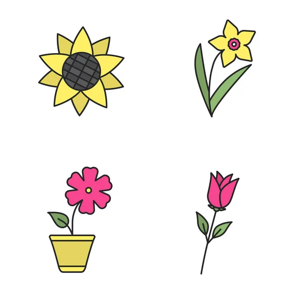 Bloemen icons set — Stockvector