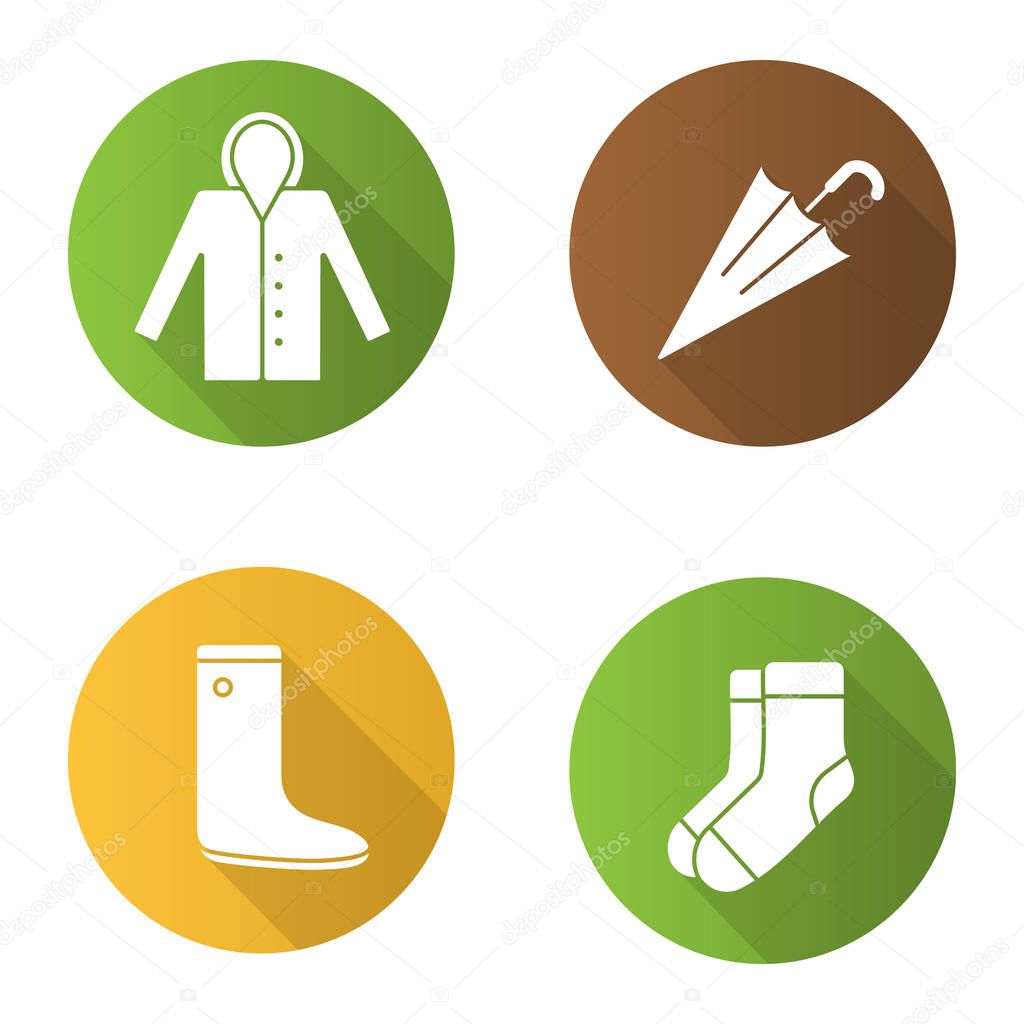 Autumn clothes icons set