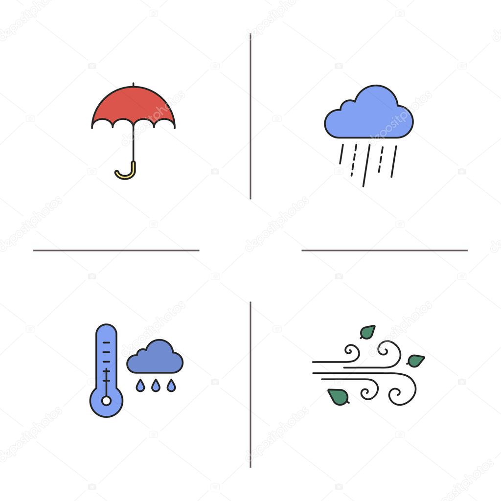 Autumn weather color icons set