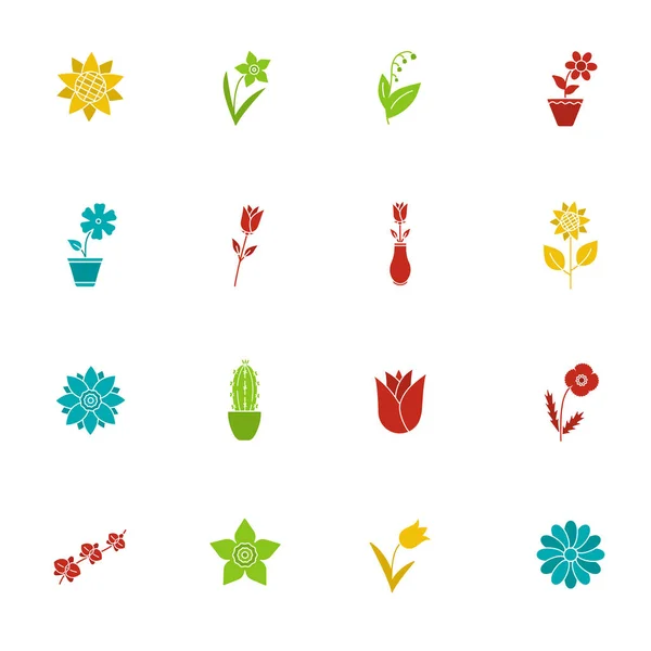 Flowers icons set — Stock Vector