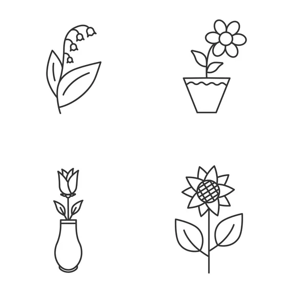 Bloemen icons set — Stockvector