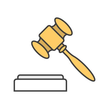 Gavel, court hammer color icon clipart