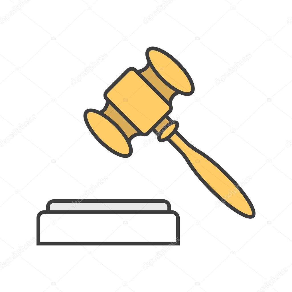 Gavel, court hammer color icon