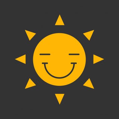 Güneş gülümseme doğrusal simgesi