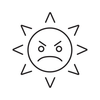 Güneş gülümseme doğrusal simgesi