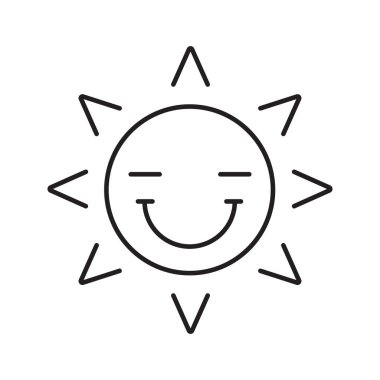 Güneş gülümseme doğrusal simgesi