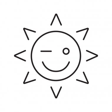 Güneş gülümseme doğrusal simgesi