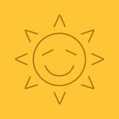 Güneş gülümseme doğrusal simgesi