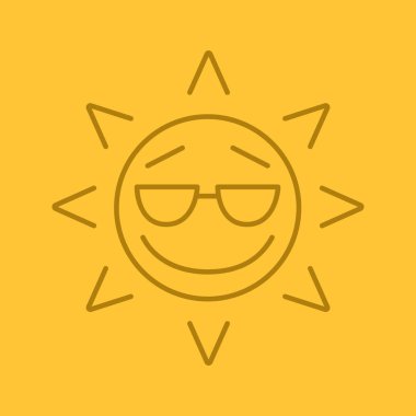 Güneş gülümseme doğrusal simgesi