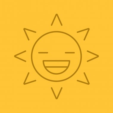 Güneş gülümseme doğrusal simgesi