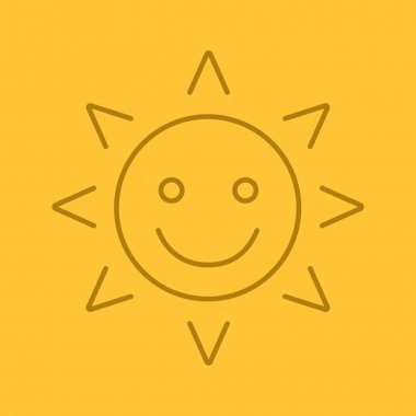 Güneş gülümseme doğrusal simgesi