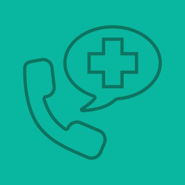 Acil durum telefon görüşmesi hastane doğrusal simgesine