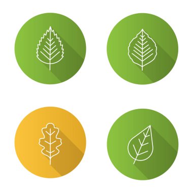 Yaprakları düz Icons set