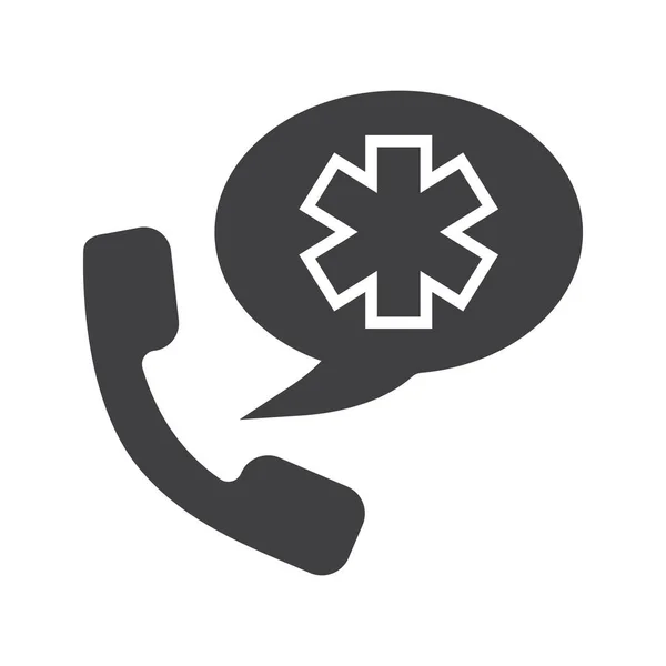 Llamada telefónica de emergencia al icono del glifo del hospital — Vector de stock