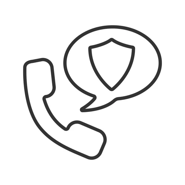 Téléphone communication sécurité icône linéaire — Image vectorielle