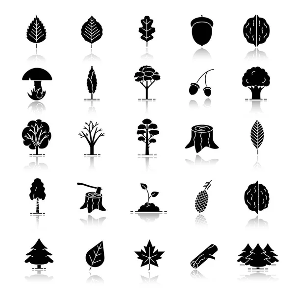 Árboles iconos conjunto — Vector de stock