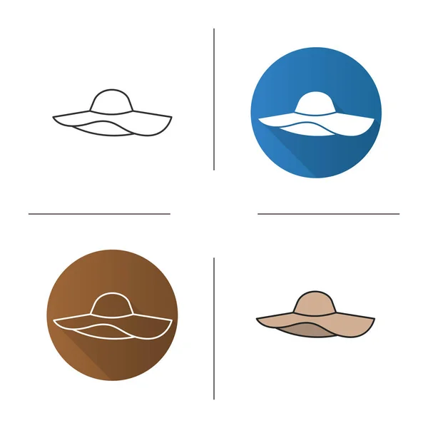 Sombrero de playa mujer icono — Vector de stock