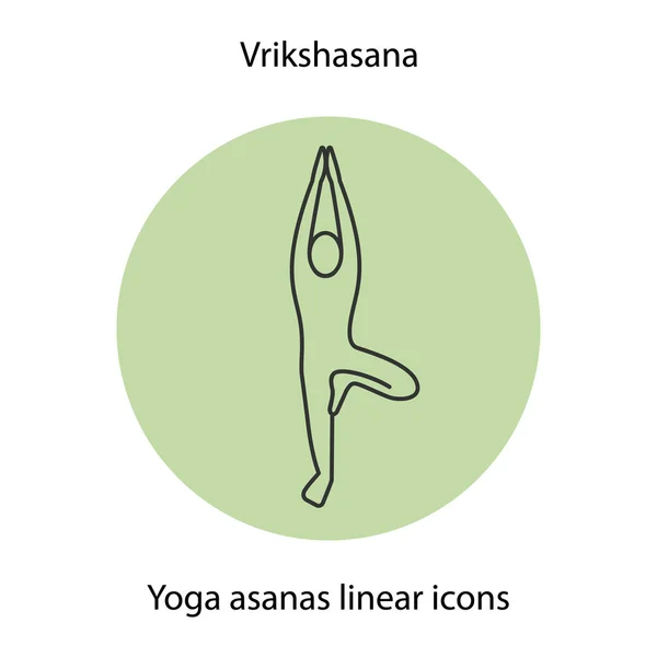 Vrikshasana jóga pozíció ikon — Stock Vector