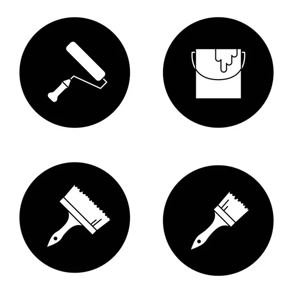 Painting tools glyph icons set — Stock Vector