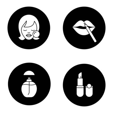 Kozmetik Aksesuarları doğrusal Icons set 