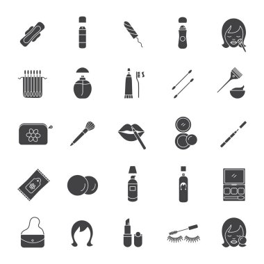 Kozmetik Aksesuarları doğrusal Icons set 
