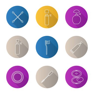 Kozmetik Aksesuarları doğrusal Icons set 