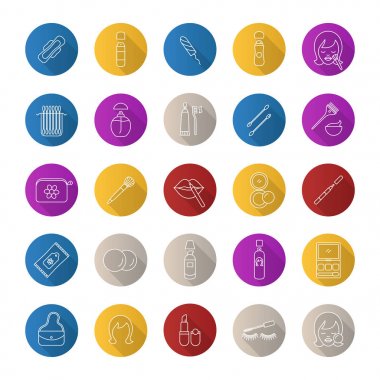 Kozmetik Aksesuarları doğrusal Icons set 