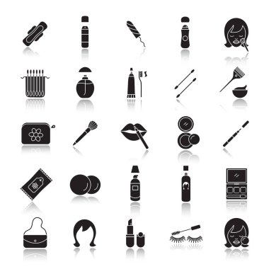 Kozmetik Aksesuarları doğrusal Icons set 
