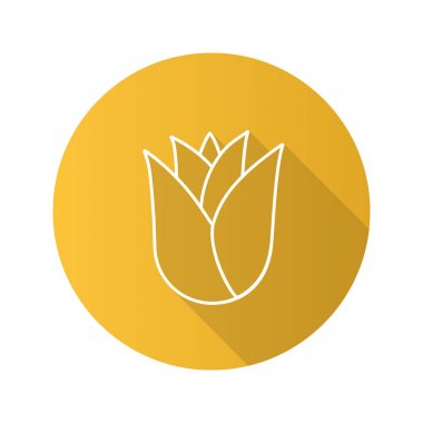 Rosebud düz doğrusal uzun gölge simgesi