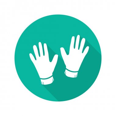 Eldiven düz tasarım uzun gölge glif simgesi