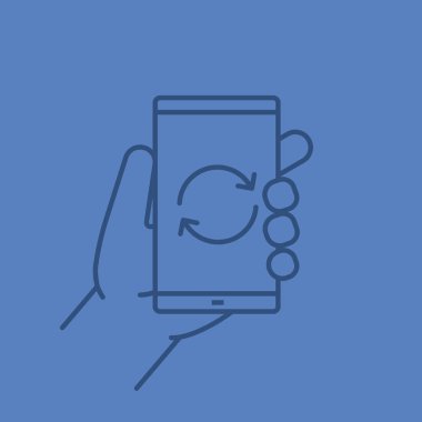 Smartphone doğrusal simgesi tutan el