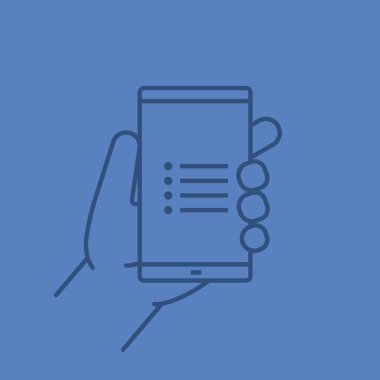 Smartphone doğrusal simgesi tutan el