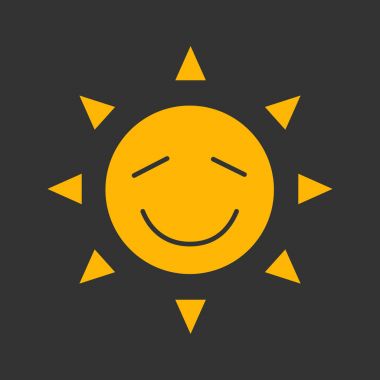 Mutlu güneş gülümseme glif renk simgesi