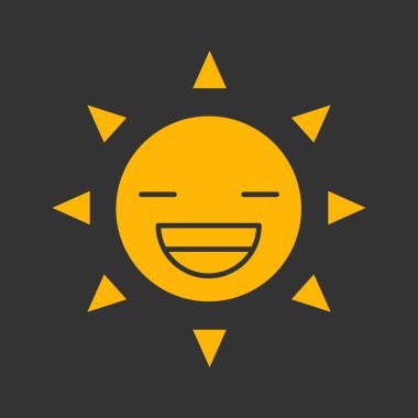 Gülen güneş gülümseme glif renk simgesi