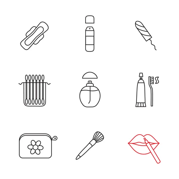 Conjunto de iconos lineales de accesorios cosméticos — Vector de stock