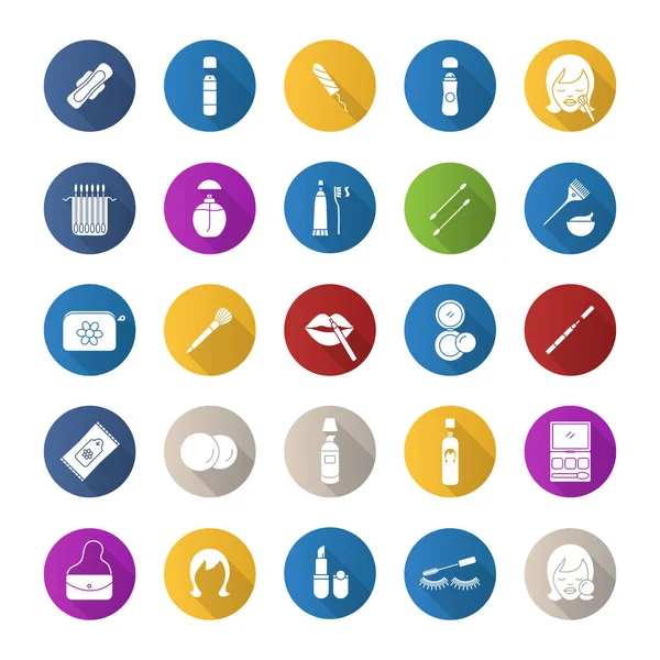 Cosmetica accessoires lineaire icons set — Stockvector