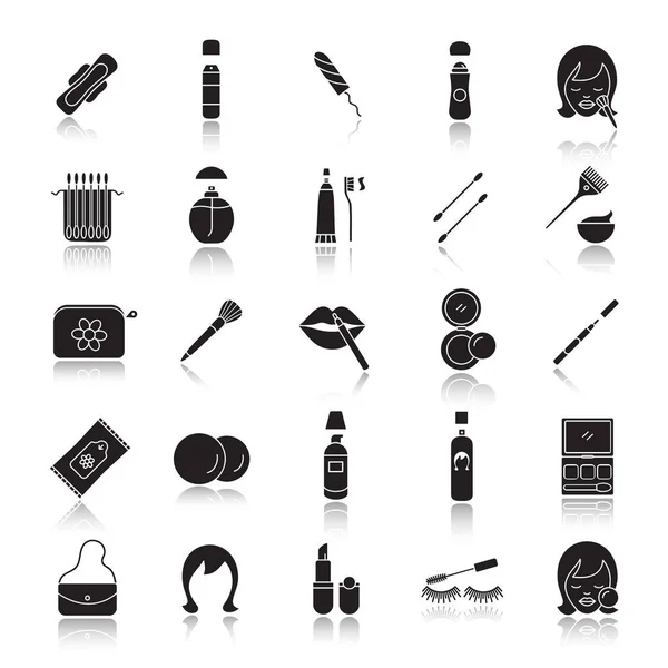 Cosmetica accessoires lineaire icons set — Stockvector