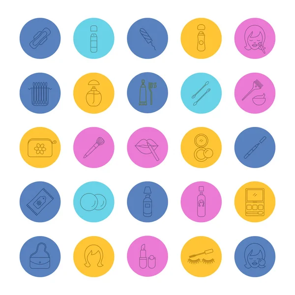 Kozmetik Aksesuarları doğrusal Icons set 